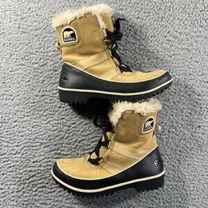 SOREL Tivoli II Women's 7 Tan Suede Waterproof Winter Snow Boots Faux Fur NL2089